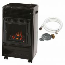 Favex Chauffage d'appoint à gaz Ektor Fire FAVEX - Prêt à l'emploi livré avec tuyau et détendeur - Effet feu de cheminée  Noir