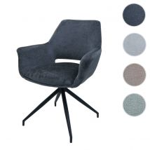 Mendler Chaise de salle à manger HWC-M53, chaise de cuisine rembourrée avec accoudoirs, pivotante Auto-Position, métal tissu/textile ~ gris foncé  Gris