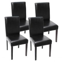 Mendler Lot de 4 chaises de séjour Littau ~ simili-cuir, noir, pieds foncés  Noir