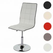 Mendler Chaise de salle à  manger HWC-C41, chaise de cuisine, pivotante et réglable en hauteur, similicuir ~ blanc  Blanc