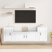 Maison Chic Ensemble de meubles TV 3 pcs pour salon - Blanc brillant Bois d'ingénierie -MN30310  Blanc