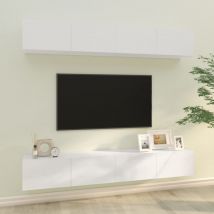 Maison Chic Ensemble 4 Meubles TV muraux suspendus Blanc brillant 100x30x30 cm -MN28312  Blanc