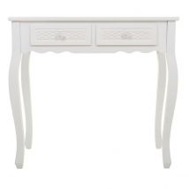 Pegane Meuble console, table console en bois avec 2 tiroirs coloris blanc  - Longueur 80 x Profondeur 40 x Hauteur 75  cm  Blanc