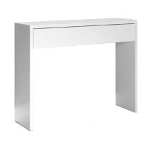 Pegane Table console, meuble console avec 1 tiroir coloris blanc - longueur 100 x profondeur 30 x hauteur 76 cm  Blanc