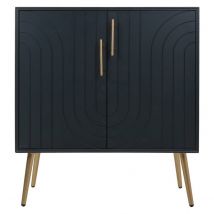 Pegane Meuble console, table console en bois et métal coloris noir, doré - Longueur 75 x Profondeur 37 x Hauteur 84,5 cm  Noir