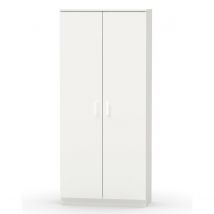 Pegane Armoire / meuble de rangement coloris blanc - Hauteur 180 x Longueur 80 x Profondeur 35 cm