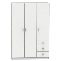 Pegane Armoire placard / meuble de rangement coloris blanc - Hauteur 180 x Longueur 120 x Profondeur 50 cm
