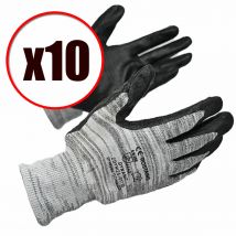 Rostaing Lot de 10 paires de gants de travail en PE Nitrile anti coupure Dynanit EN388