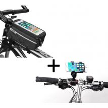 Shot Pack Velo pour SAMSUNG Galaxy A32 Smartphone (Support Velo Guidon + Pochette Tactile) VTT Cyclisme (NOIR)