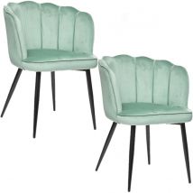 Toilinux Lot de 2 fauteuils en velours Isora - Vert céladon  Vert
