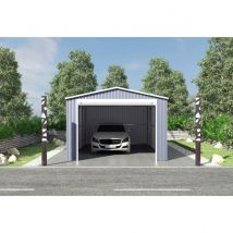 Vente-Unique Garage en acier galvanisé avec porte enroulante gris OCTOU - 19,5 m²  Gris anthracite