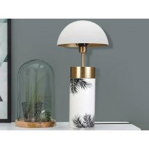 Vente-Unique Lampe à poser champignon style art déco AGARIC - fer - H. 54 cm - blanc, doré et noir  Blanc