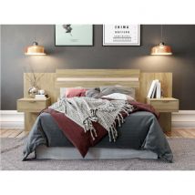 Vente-Unique Tête de lit extensible avec chevets - 140/160 cm - Coloris : Naturel - PARATI Panneau de particules Chêne