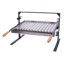 Visiodirect Support Barbecue avec grille et récupérateur de graisse en Inox coloris Gris -80 x 43 x 42 cm