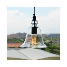 Wewoo Lampe suspendue Luminaire Salon E27 suspension industrielle rétro petite cloche pendentif en verre transparent (blanc chaud)  Blanc