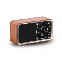 marque generique Réveil Digital Multifonctions Bluetooth Radio Affichage Led Horloge En Bois