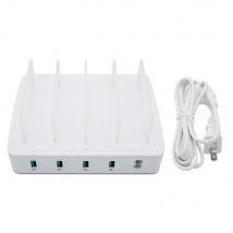 Wewoo Station de recharge 659Q 80W 4 ports QC3.0 Chargeur rapide USB intelligent avec support pour téléphone et tabletteprise US blanc