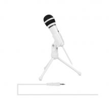 Wewoo Micro blanc pour trépied, longueur de câble: 2,0 m Microphone d'enregistrement sonore à condensateur professionnel avec support