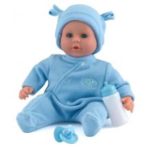 Dolls World Little Treasure 38cm Soft Baby Doll with Deluxe Romper and Accessories - Blue