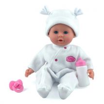 Dolls World Little Treasure 38cm Soft Baby Doll with Deluxe Romper and Accessories - White