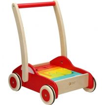 Classic World Speed Car push along walker with blocks - Natural/Red