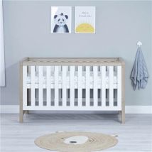 Babymore Luno Cot Bed with Drawer - Oak White