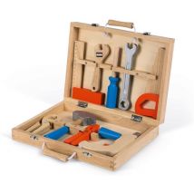 Janod Brico'Kids Wooden DIY Tool Box for Kids + 9 Imitation Toy tools