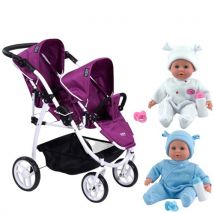 Britax Duo Twin Dolls Buggy with Twin Dolls, Cool Berry