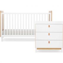 CuddleCo Rafi 2 Piece Nursery Furniture Set, Oak/White - Oak/White
