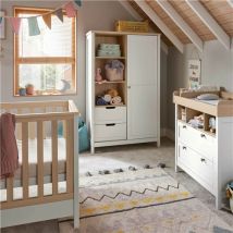 Mamas & Papas Harwell 3 Piece Furniture Range (Cot Bed, Dresser Changer & Wardrobe) - White / Natural