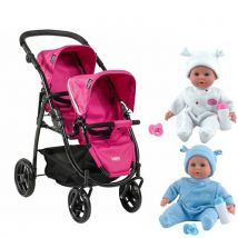 Britax Duo Twin Dolls Buggy with Twin Dolls, Hot Pink