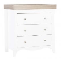 CuddleCo Clara 3 Drawer Dresser & Changer, White/Ash