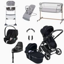 iCandy Peach 7 Premium iSize Travel System & Starter Nursery Bundle including Isofix Base, Black Edition