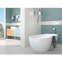 Carrelage d'intérieur - Faience effet béton spatulé série THIS IS (20x50) - 20X50 THIS IS WHITE