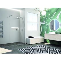 Paroi fixe pour douche à l'italienne - Dimensions: 100cm - Réglable de 97 à 98,5 cm - Profil Noir