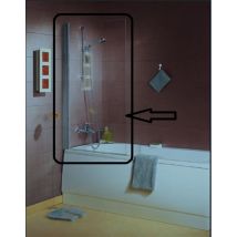 Pare-baignoire 1 volet pivotant 180° réversible - Largeur 80 - Hauteur 150 cm - Réversible et relevable - Argent transparent