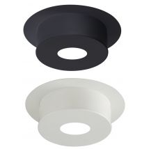 Plaque de finition pour conduit isolé inox/galva pour poêle à bois - Plaque ronde hauteur 12 cm - Diamètre : 150 mm - couleur : BLANC