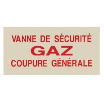 Plaque signalétique vanne de barrage de gaz - rouge