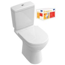 Combi Pack O.NOVO PLUS en céramique - Sortie Verticale - Blanc - Avec abattant Soft Close blanc