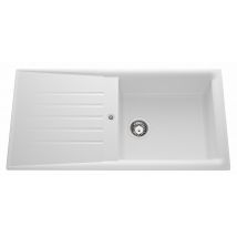 Evier en Naturalite à encastrer 1 bac, 1 égouttoir SLAVE - Couleur: blanc - Dimensions: 1000 x500 mm