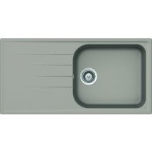 Evier Cristalite à encastrer 1 grand bac, 1 égouttoir VIOLA - Aspect granit - Couleur : NERO (noir)