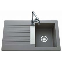 Évier en Naturalite à encastrer,1 bac, 1 égouttoir - TREVISE - Dimensions: 860x500 mm - Profondeur: 195 mm - NOIR