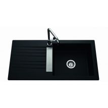 Évier en Naturalite à encastrer, 1 grand bac, 1 égouttoir - TREVISE - Couleur : NOIR