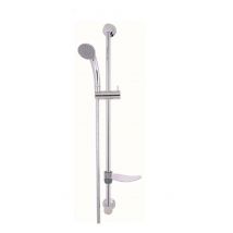 Ensemble barre de douche avec douchette, flexible et porte-savon - Chromé