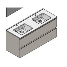Meuble de salle de bain - 2 vasques - SPEED (1200x450x550 mm) - Coloris meuble : blanc brillant