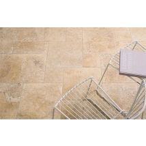 Carrelage de sol intérieur effet pierre AQUITAINE Module - Beige naturel - Module composé de 4 formats