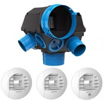 Groupe VMC simple flux hygroréglable HYGROCOSY avec bouches - 6 piquages Ø80mm + Rejet Ø 160 mm