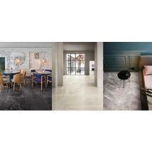 Carrelage de sol/mur efftet pierre série Uniquestone (8x60 cm) - Coloris: Titanium mat