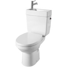 Pack WC à poser avec lave-Mains et robinetterie intégré - Manille Duo - Dimensions: 390x675x965 mm - Blanc