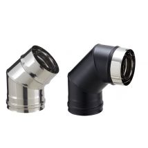 Coude inox pour poêle à granulés - PGI pour poêles à Pellets - Coude 45° - Finition : Noir mat